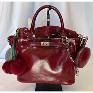 Madden NYC Top Handle Satchel Mulberry Rich Cherry Red Bag